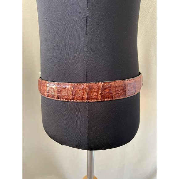 Neiman Marcus Vintage Brown Italian Genuine Crocodile Belt - Size 85/32 - Picture 2 of 13